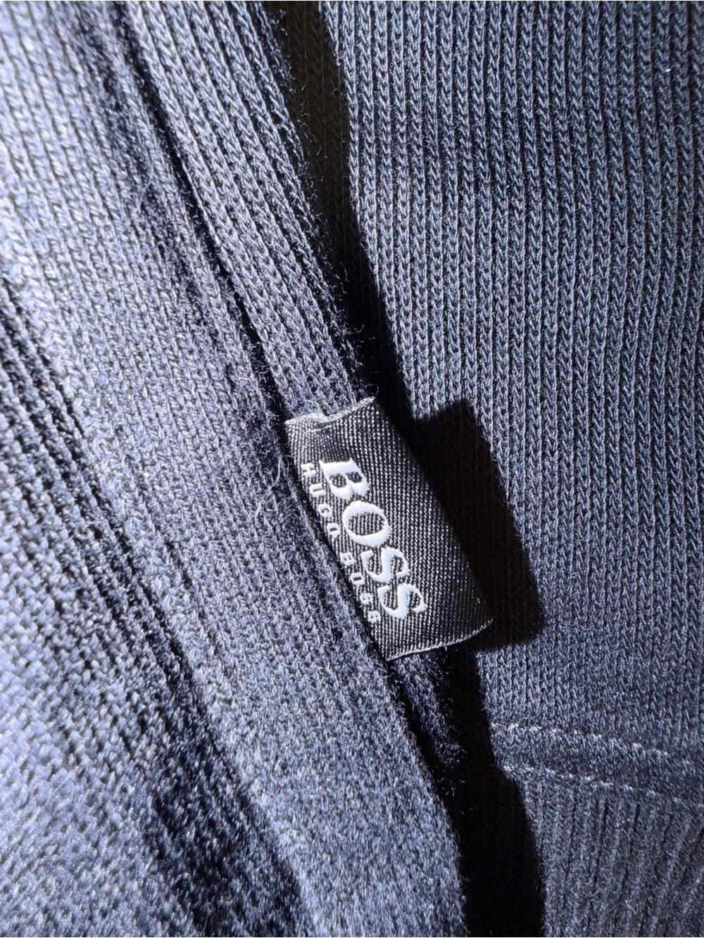 BOSS Hugo Boss Navy Half-Zip Knit Sweater with Contrast Trim size L